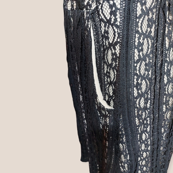 Moulinette Soeurs Anthropologie Black Lace Fit & Flare Cocktail Dress Medium - Picture 5 of 12